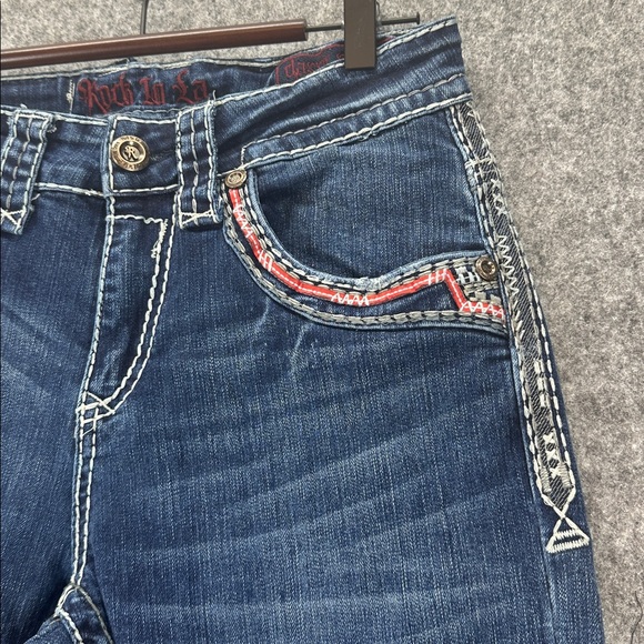 Rock In LA Women’s Blue Denim Jeans with Embroidered Pockets 30/32 - Picture 7 of 16